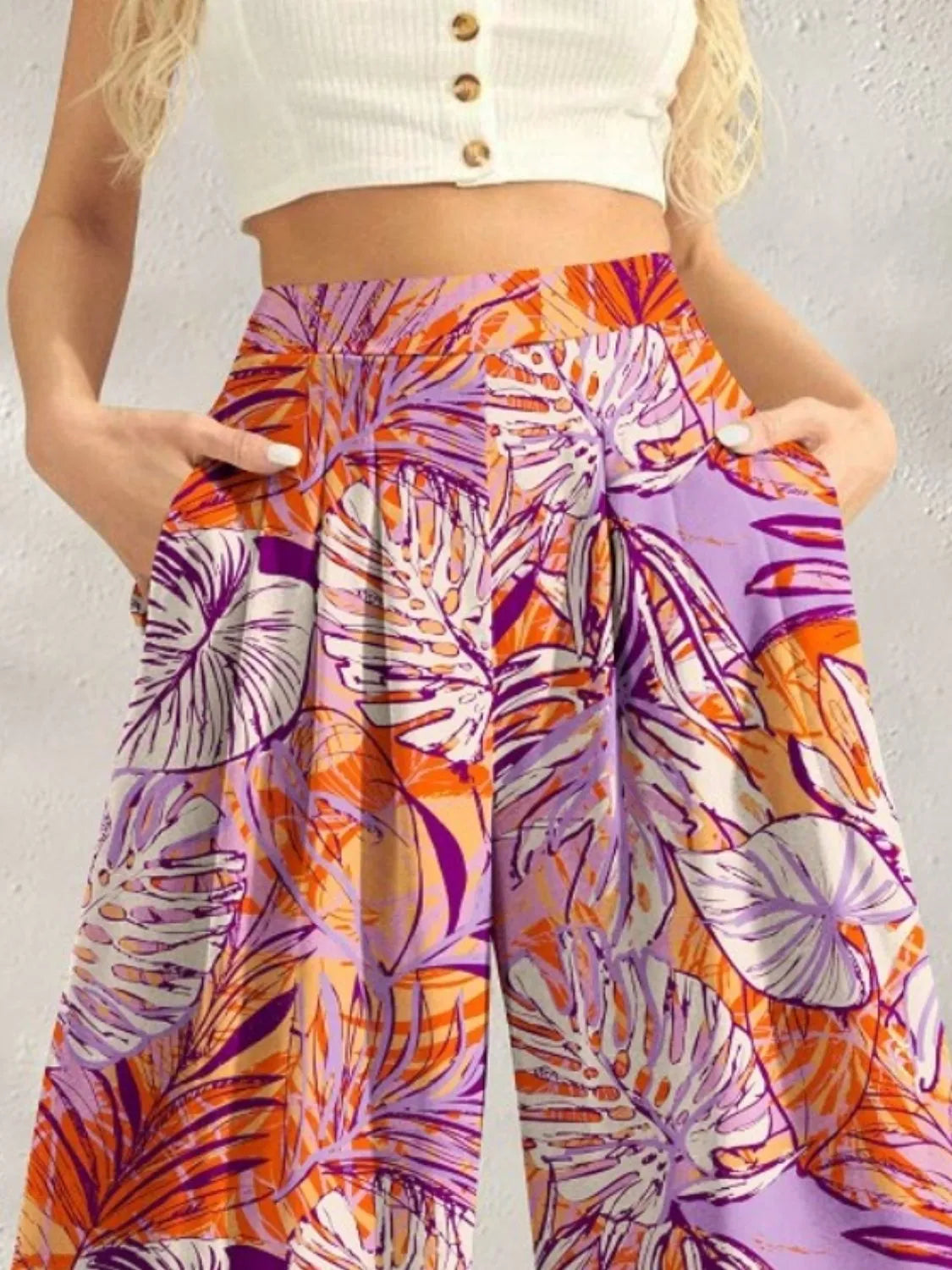 Printed Wide Leg Pants