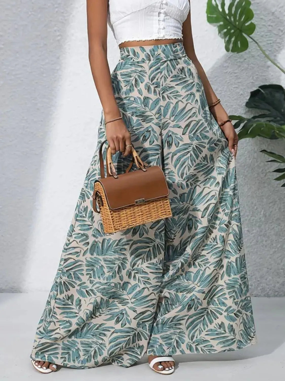 Printed High Waist Wide Leg Pants