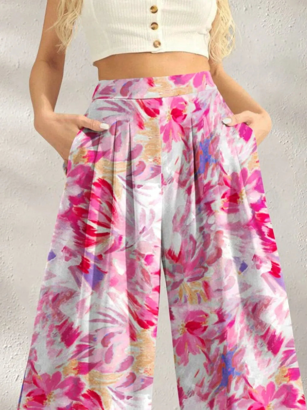 Printed Wide Leg Pants