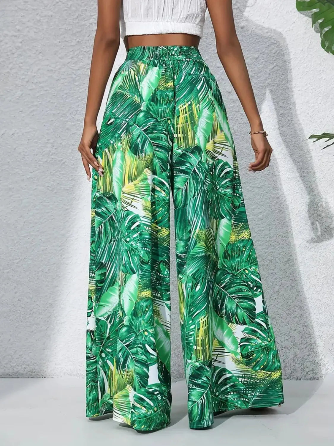 Printed High Waist Wide Leg Pants