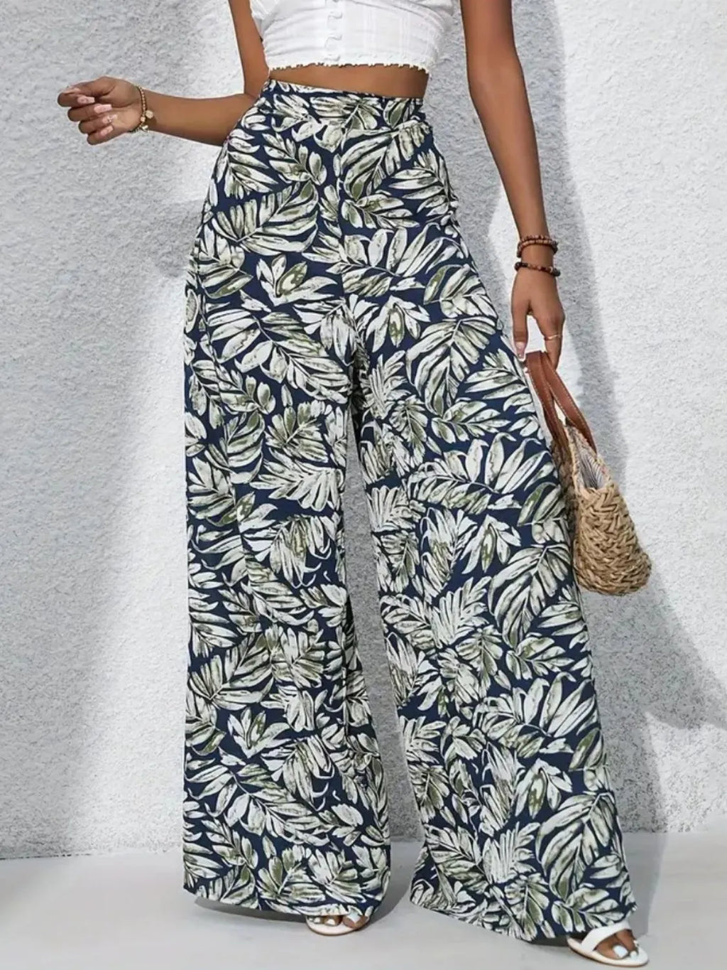 Printed High Waist Wide Leg Pants