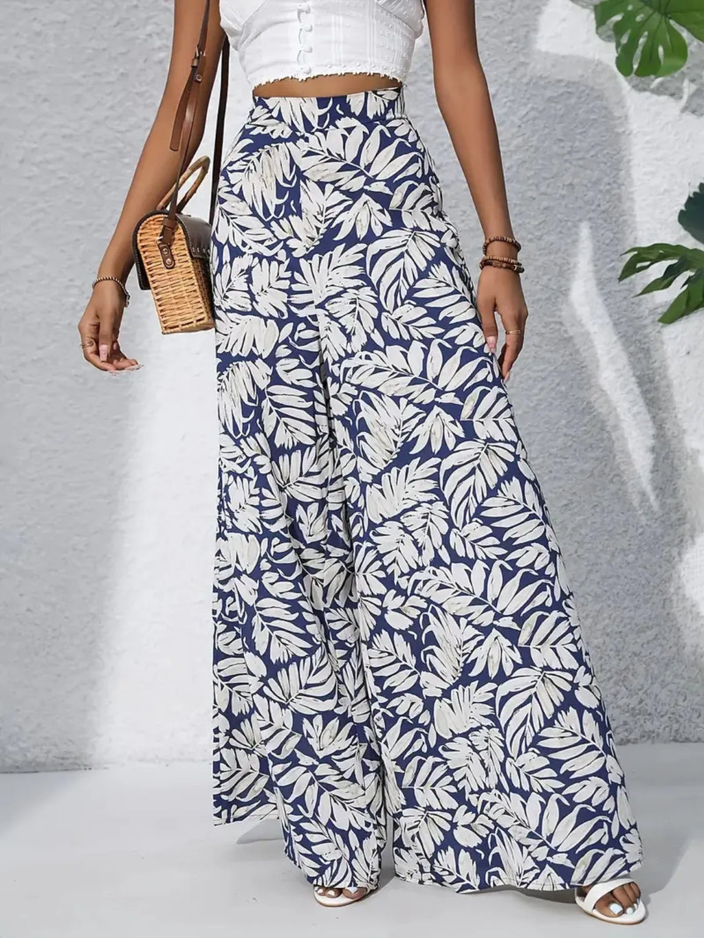 Printed High Waist Wide Leg Pants