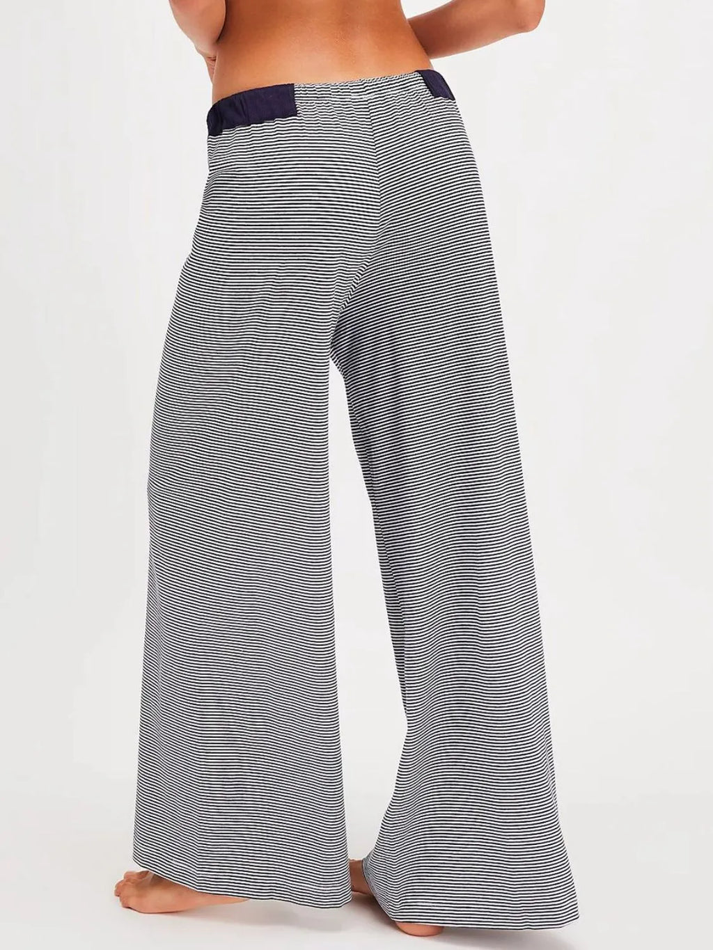 Drawstring Striped Wide Leg Pants