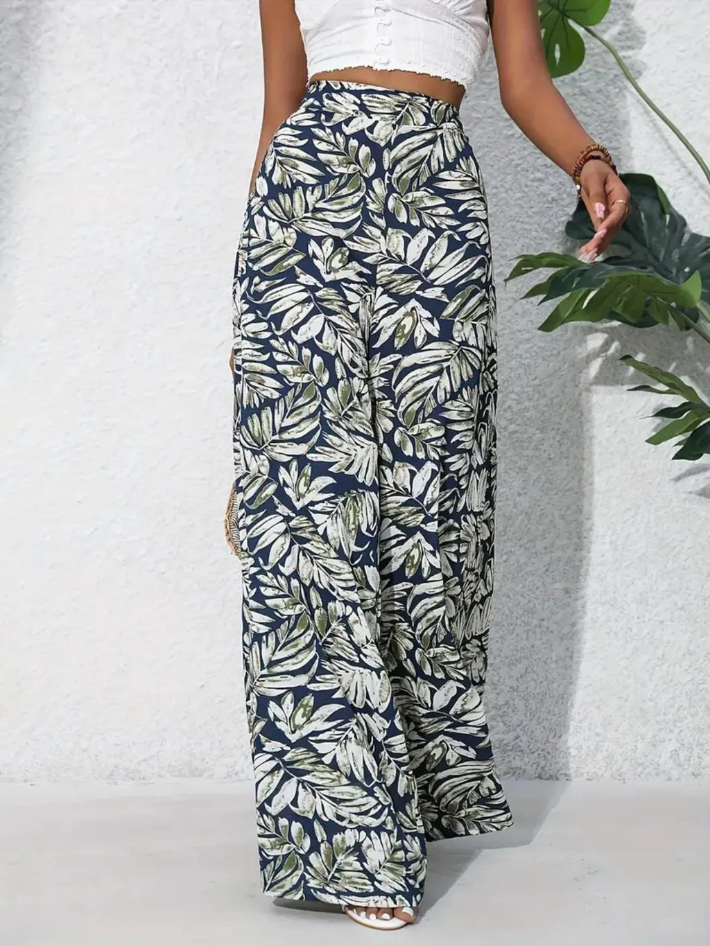 Printed High Waist Wide Leg Pants