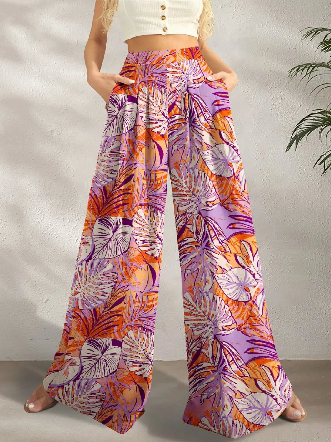 Printed Wide Leg Pants