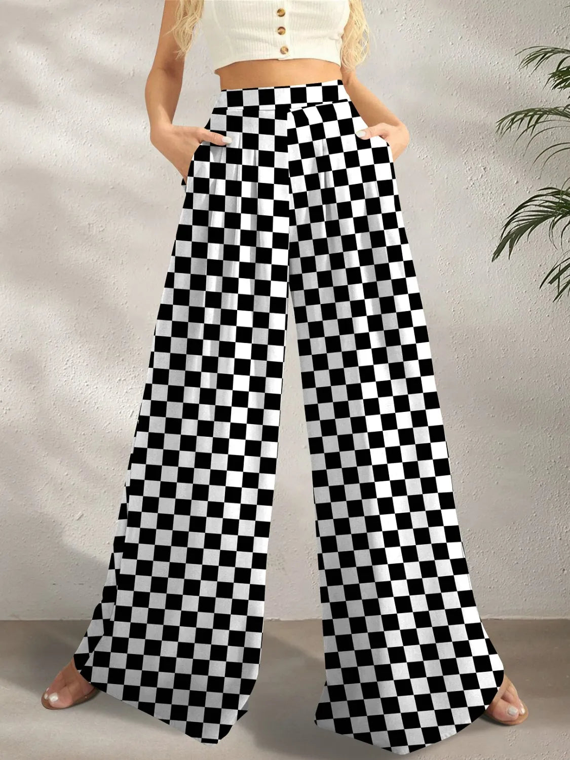 Printed Wide Leg Pants