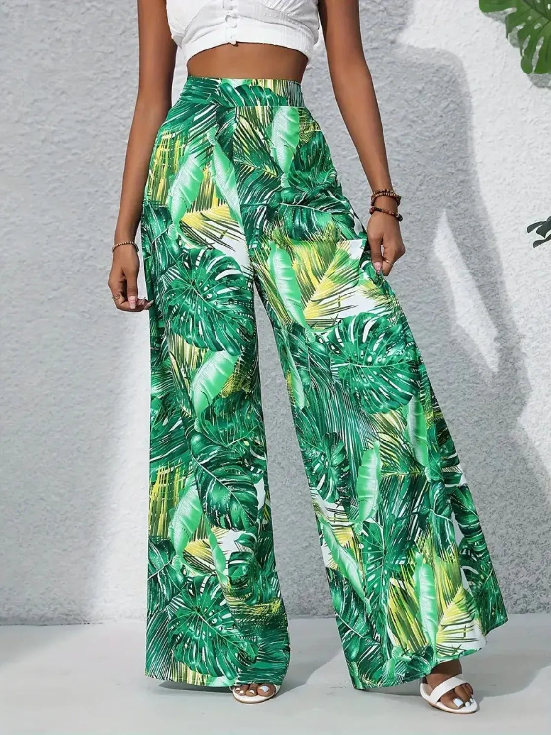 Printed High Waist Wide Leg Pants