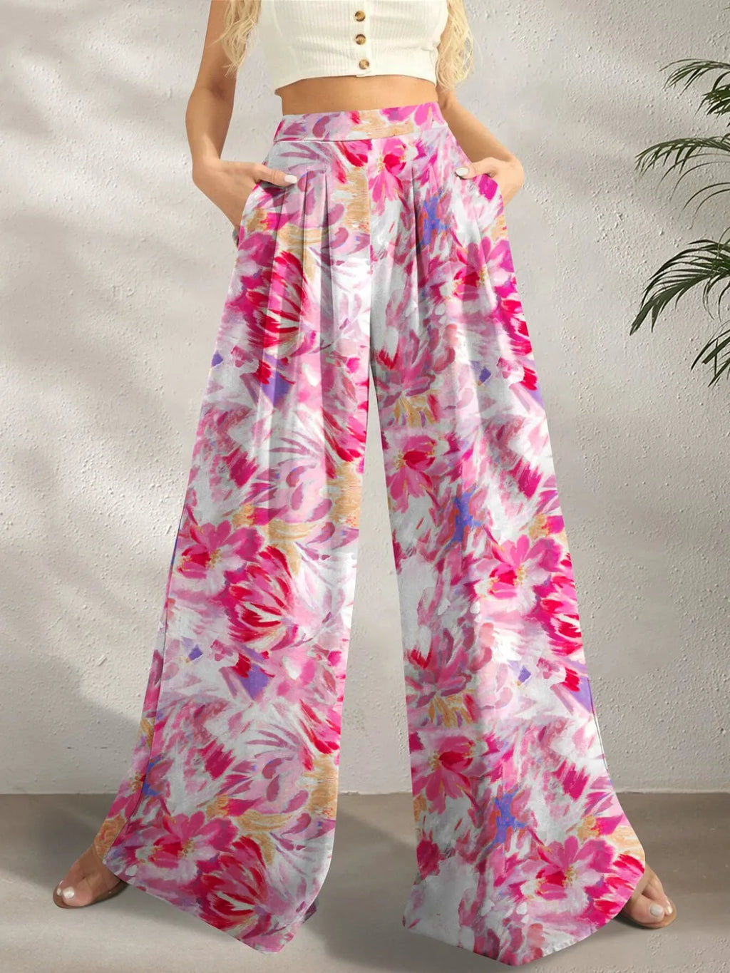 Printed Wide Leg Pants